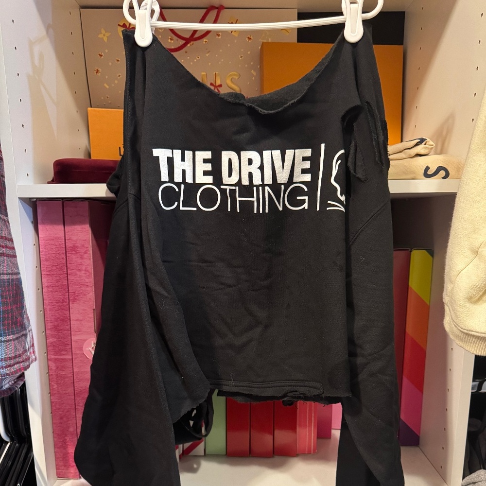 Cropped Distressed Sweatshirt